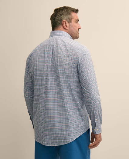 Big & Tall Stretch Cotton Non-Iron Poplin Polo Button Down, Check Sport Shirt, image 3