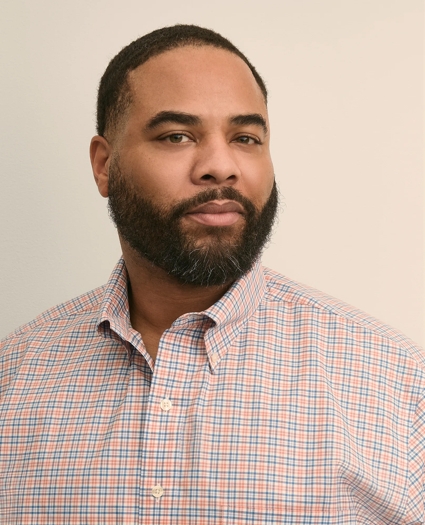 Big & Tall Stretch Cotton Non-Iron Poplin Polo Button Down, Check Sport Shirt, image 2