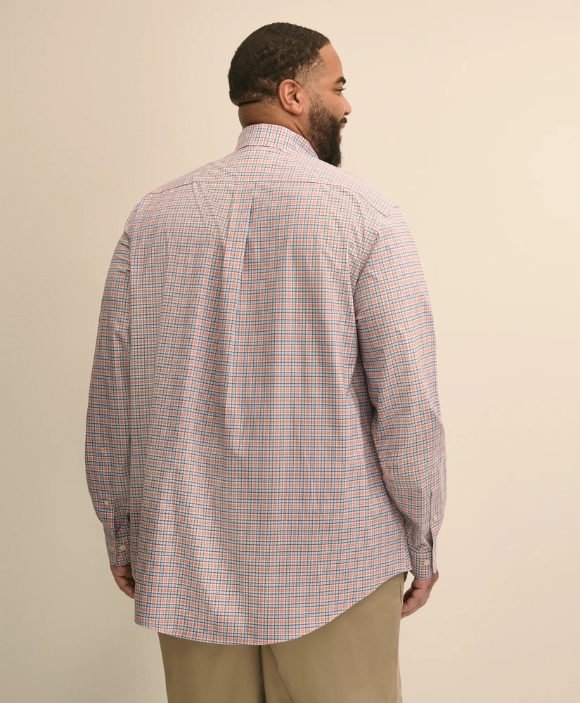 Big & Tall Stretch Cotton Non-Iron Poplin Polo Button Down, Check Sport Shirt, image 3