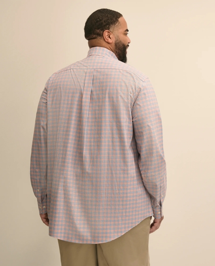 Big & Tall Stretch Cotton Non-Iron Poplin Polo Button Down, Check Sport Shirt, image 3