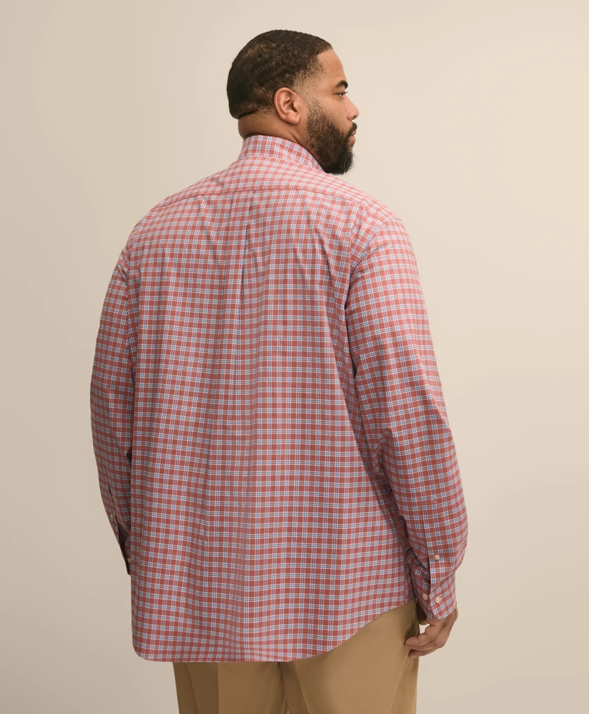 Big & Tall Stretch Cotton Non-Iron Poplin Polo Button Down, Check Sport Shirt, image 3