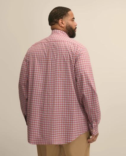 Big & Tall Stretch Cotton Non-Iron Poplin Polo Button Down, Check Sport Shirt, image 3
