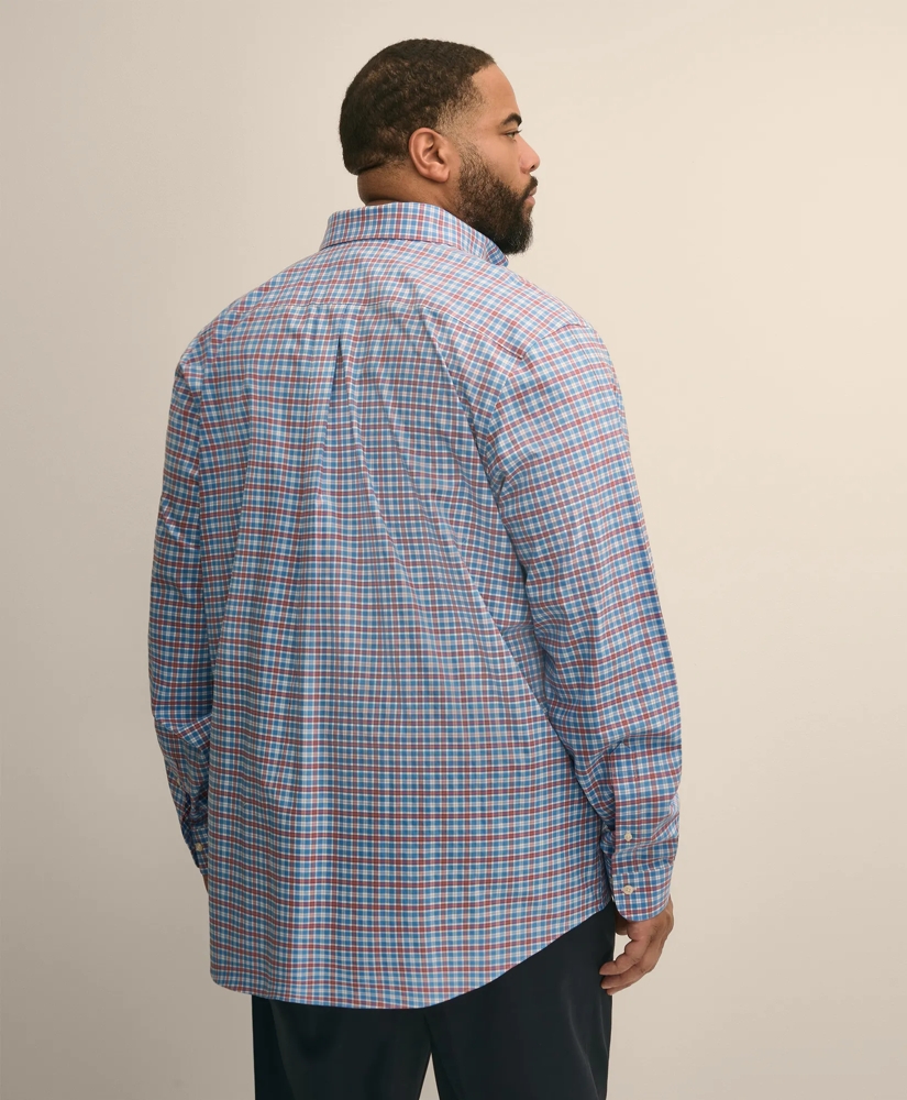 Big & Tall Stretch Cotton Non-Iron Poplin Polo Button Down, Check Sport Shirt, image 3