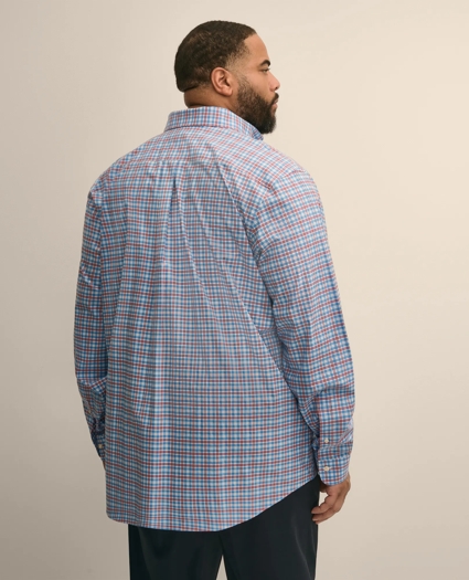 Big & Tall Stretch Cotton Non-Iron Poplin Polo Button Down, Check Sport Shirt, image 3