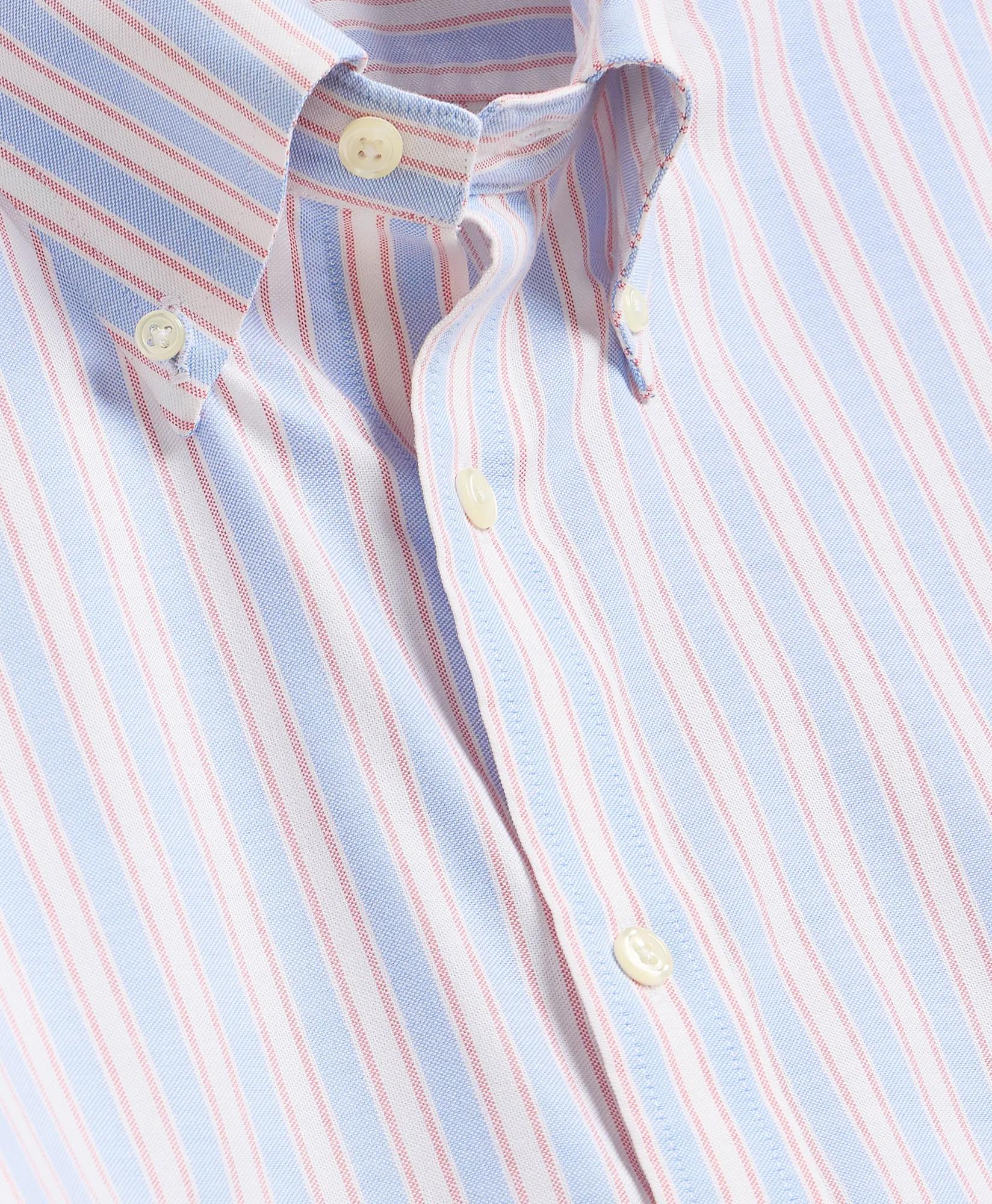 Big & Tall Stretch Cotton Non-Iron Oxford Polo Button Down, Stripe Sport Shirt, image 2