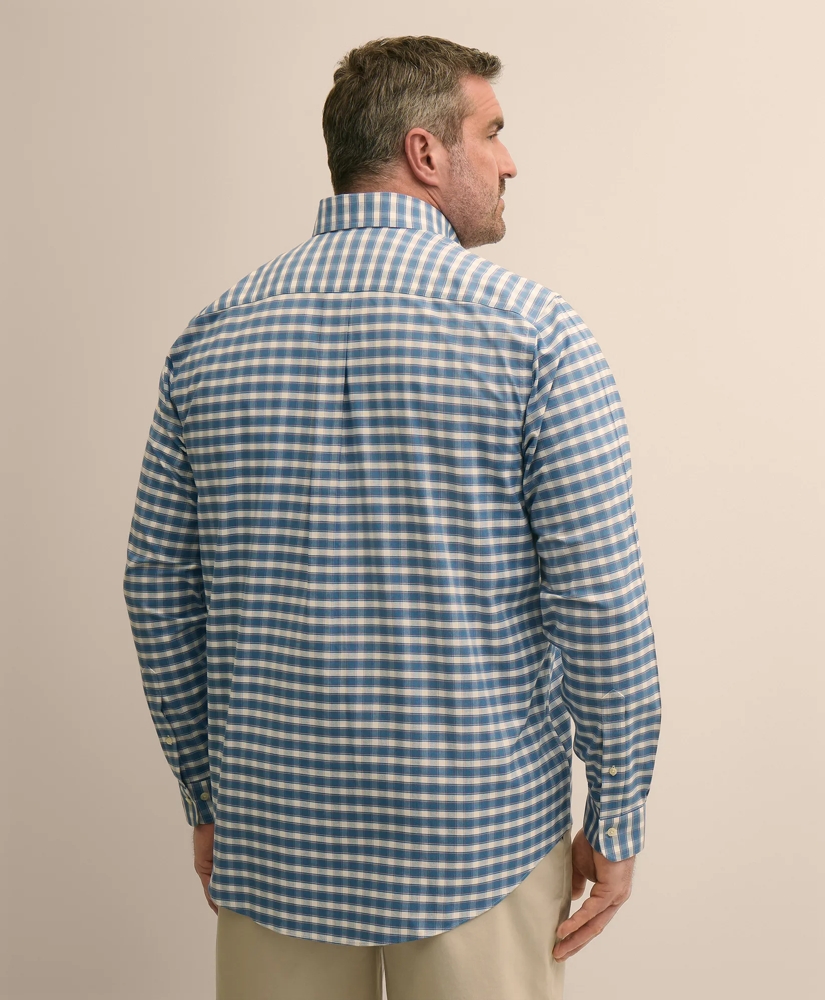 Big & Tall Stretch Cotton Non-Iron Oxford Polo Button Down, Check Sport Shirt, image 3