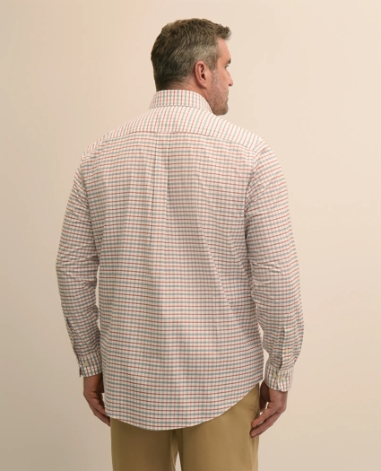 Big & Tall Stretch Cotton Non-Iron Oxford Polo Button Down, Windowpane Sport Shirt, image 3