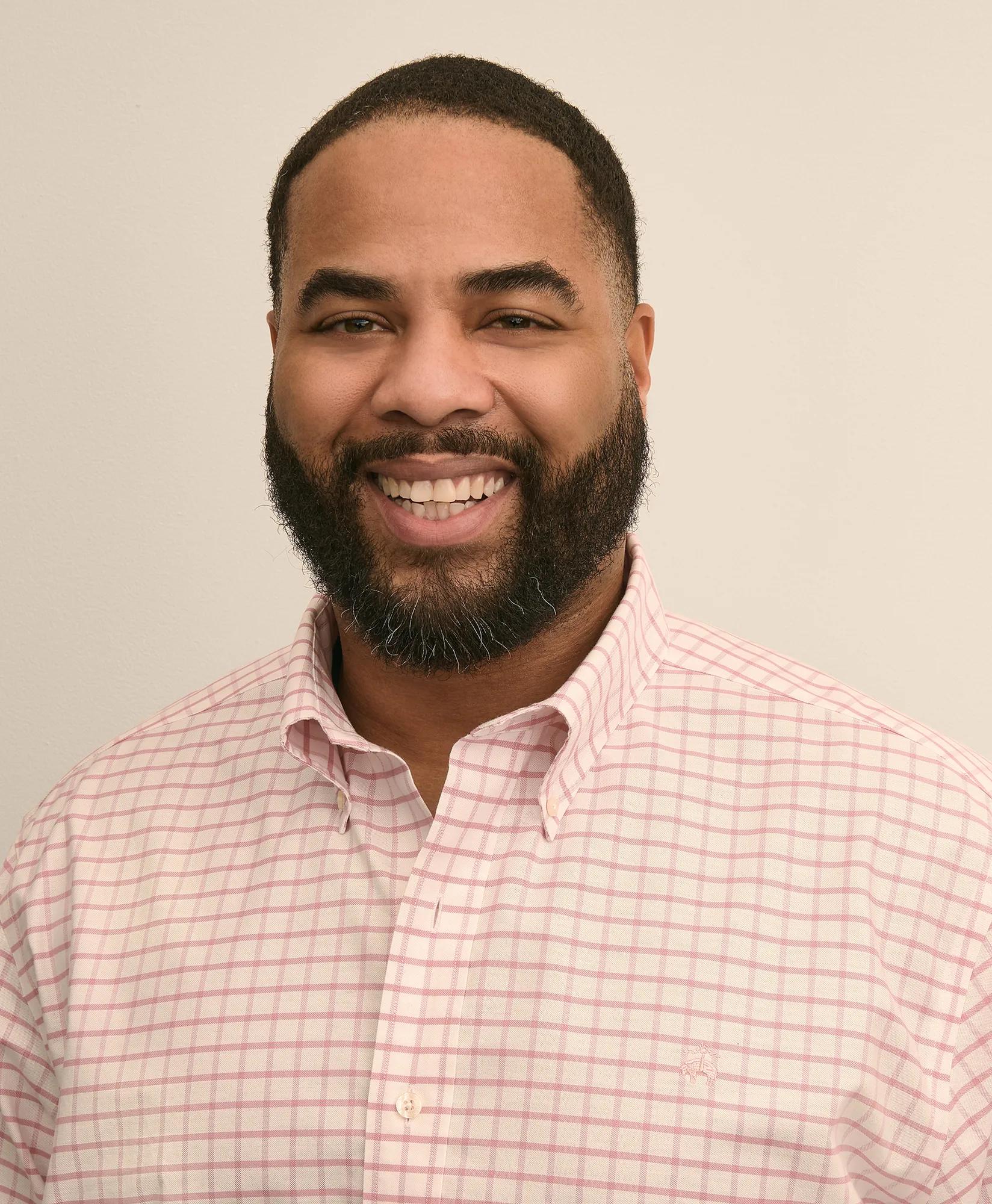 Big & Tall Stretch Cotton Non-Iron Oxford Polo Button Down, Windowpane Sport Shirt, image 2