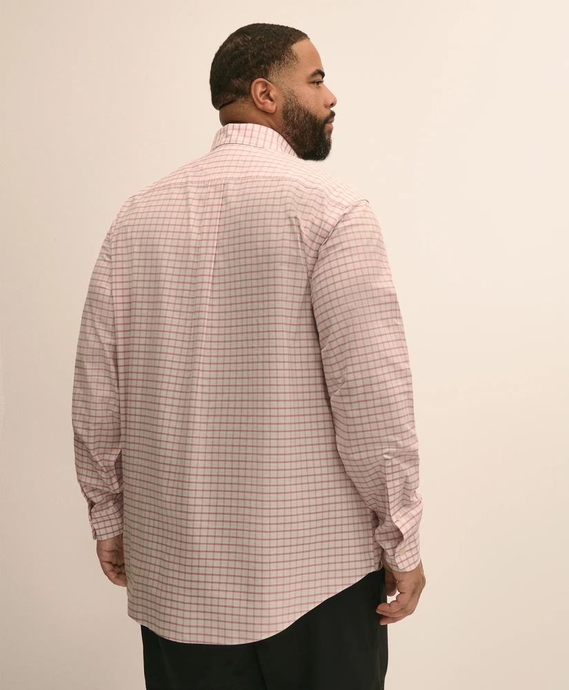 Big & Tall Stretch Cotton Non-Iron Oxford Polo Button Down, Windowpane Sport Shirt, image 3