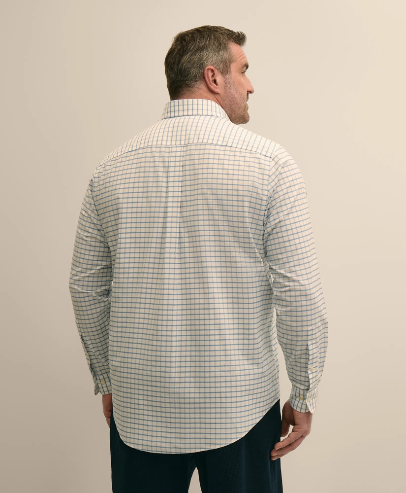 Big & Tall Stretch Cotton Non-Iron Oxford Polo Button Down, Windowpane Sport Shirt, image 3