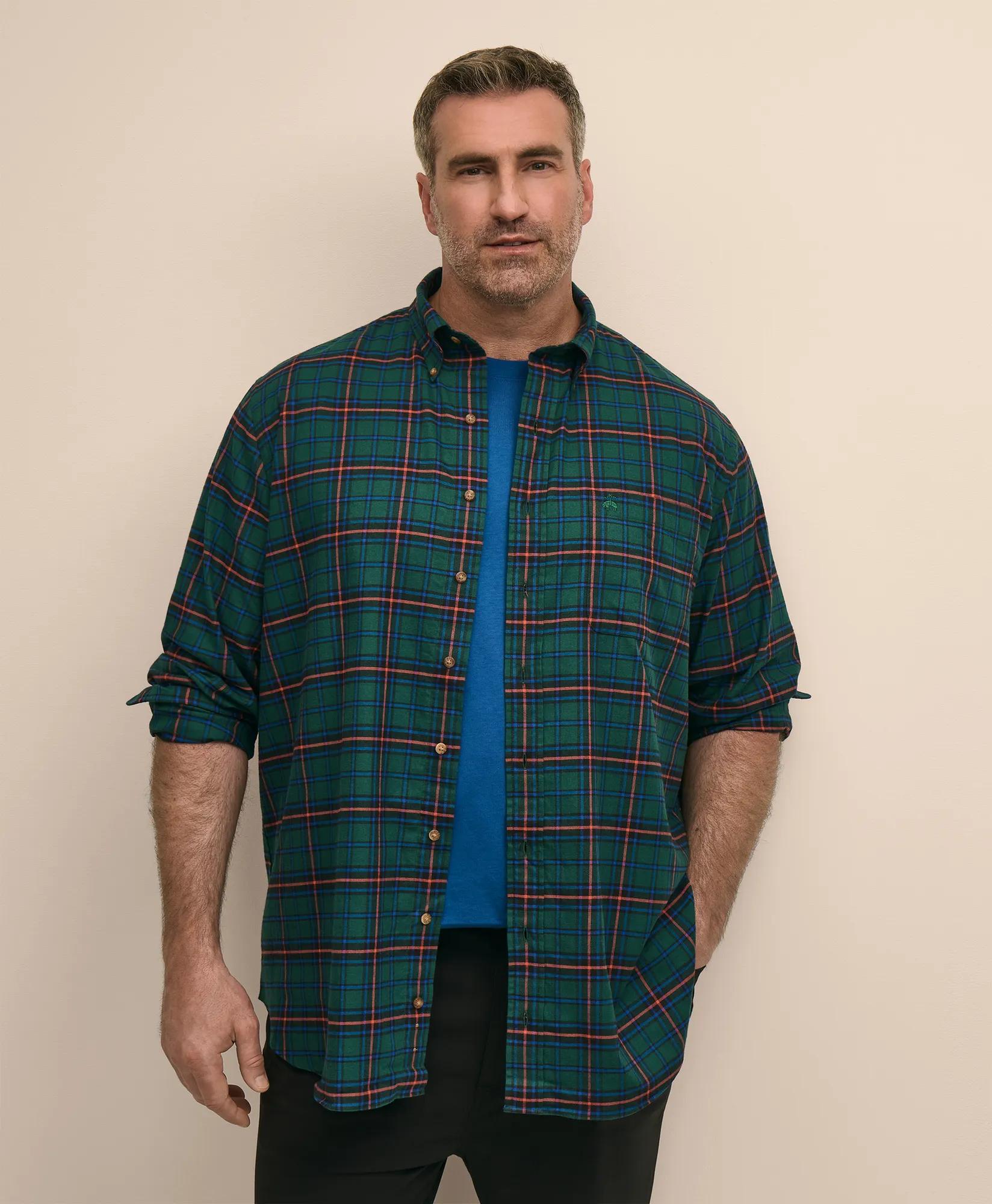 Cotton Flannel Plaid Sport Shirt, image 1