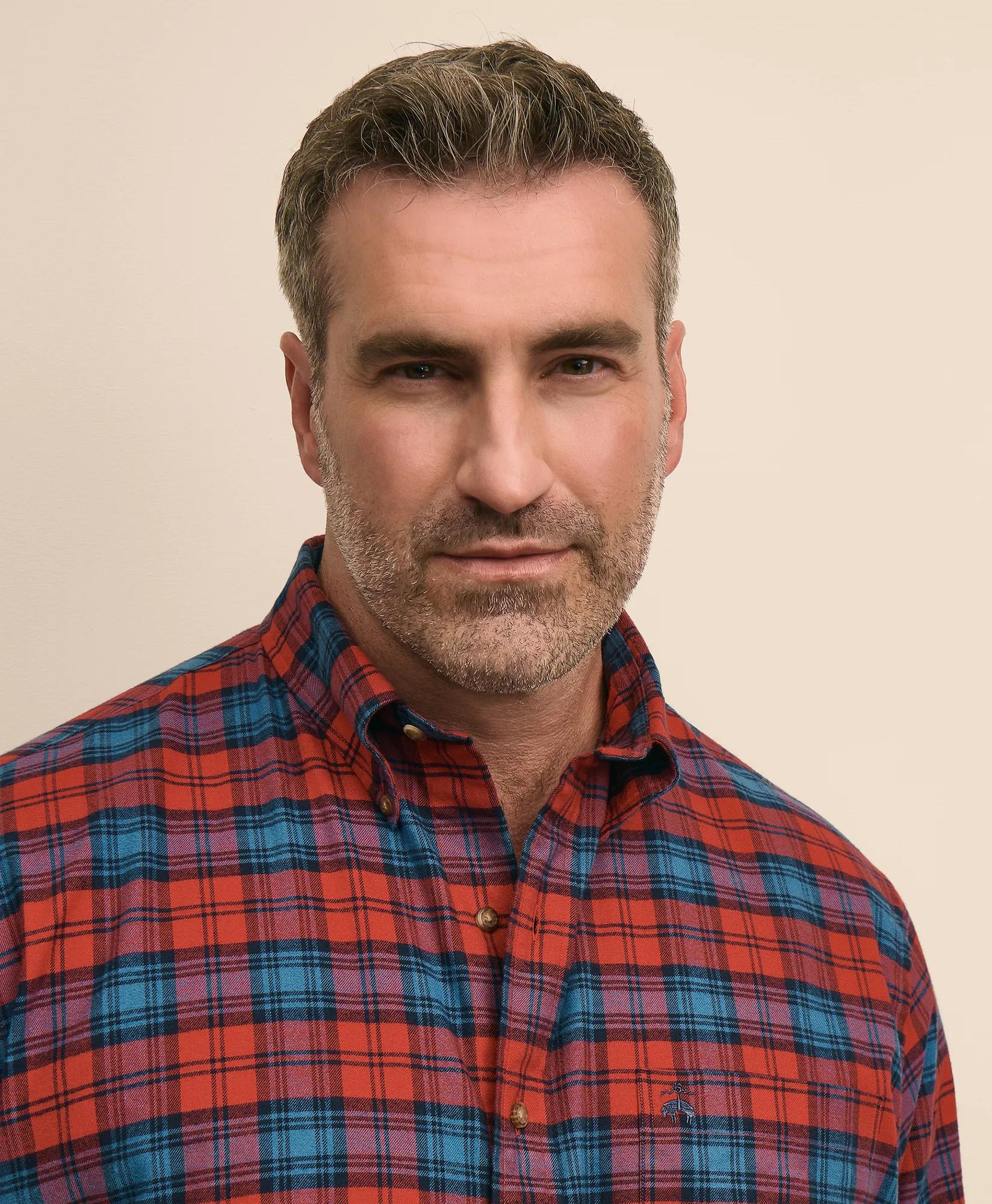 Cotton Flannel Plaid Sport Shirt, image 2