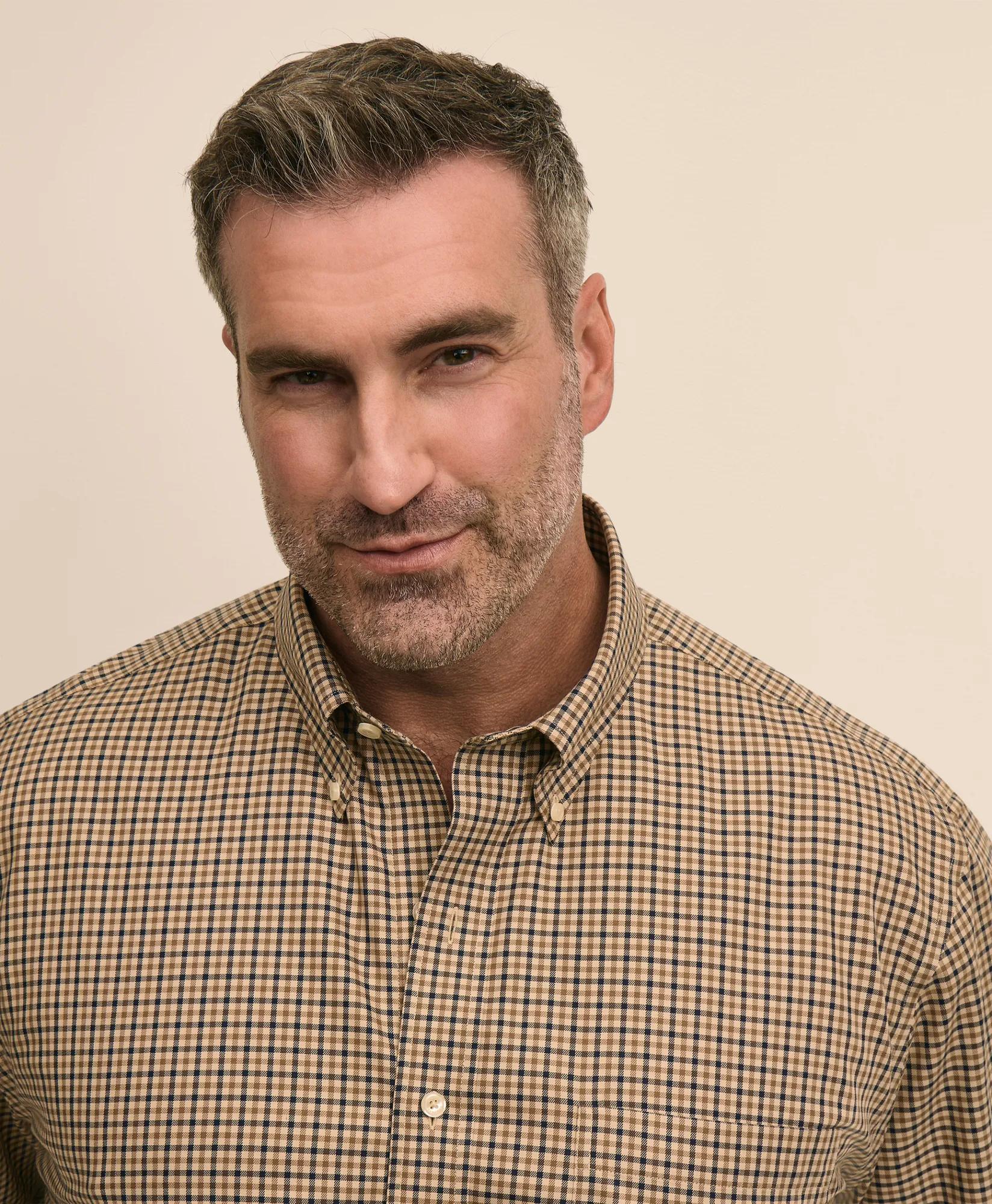 Big & Tall Cotton Non-Iron Twill Button Down Collar Plaid Sport Shirt, image 2