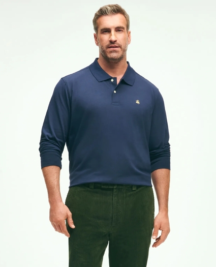 Golden Fleece® Big & Tall Stretch Supima® Long-Sleeve Polo Shirt, image 1
