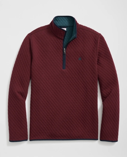 Big & Tall Diamond-Quilted Half-Zip Pullover in Cotton Blend, image 1