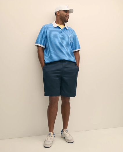 Big & Tall Cotton Pique Striped Polo Shirt with Contrast Collar, image 1