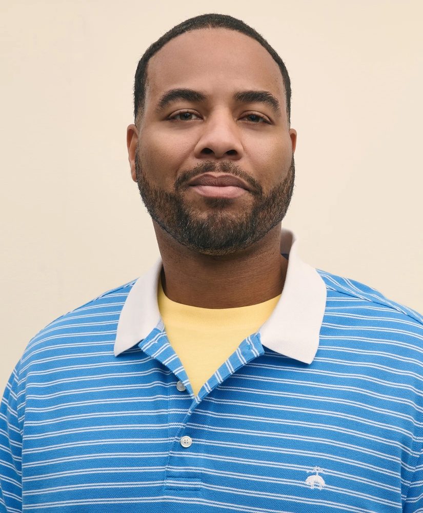 Big & Tall Cotton Pique Striped Polo Shirt with Contrast Collar, image 2