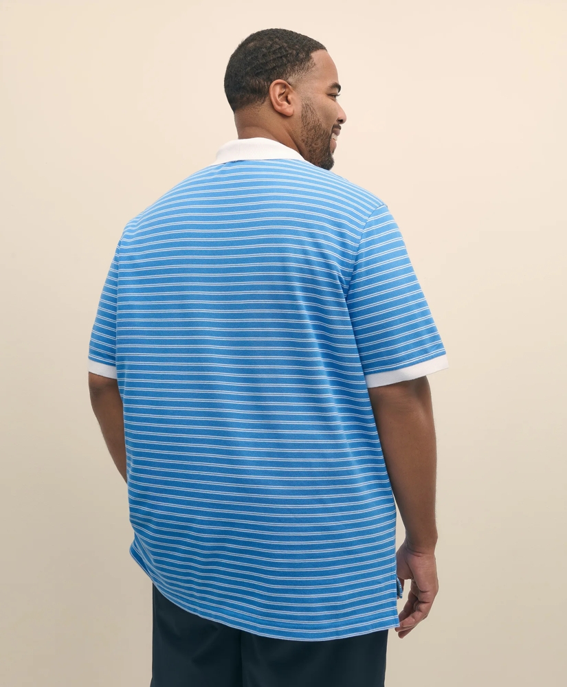 Big & Tall Cotton Pique Striped Polo Shirt with Contrast Collar, image 4