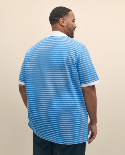 Big & Tall Cotton Pique Striped Polo Shirt with Contrast Collar, image 4