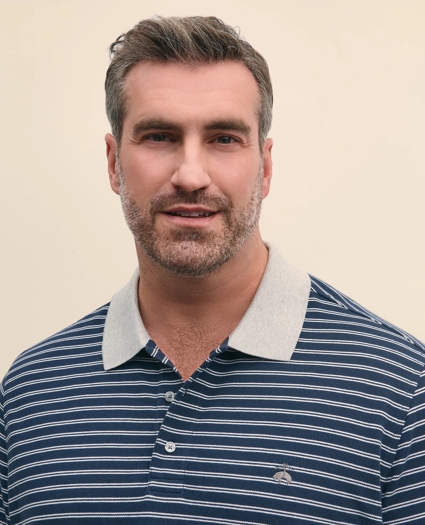 Big & Tall Cotton Pique Striped Polo Shirt with Contrast Collar, image 2