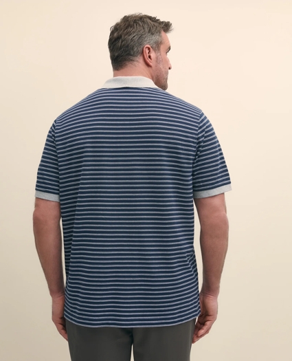 Big & Tall Cotton Pique Striped Polo Shirt with Contrast Collar, image 4