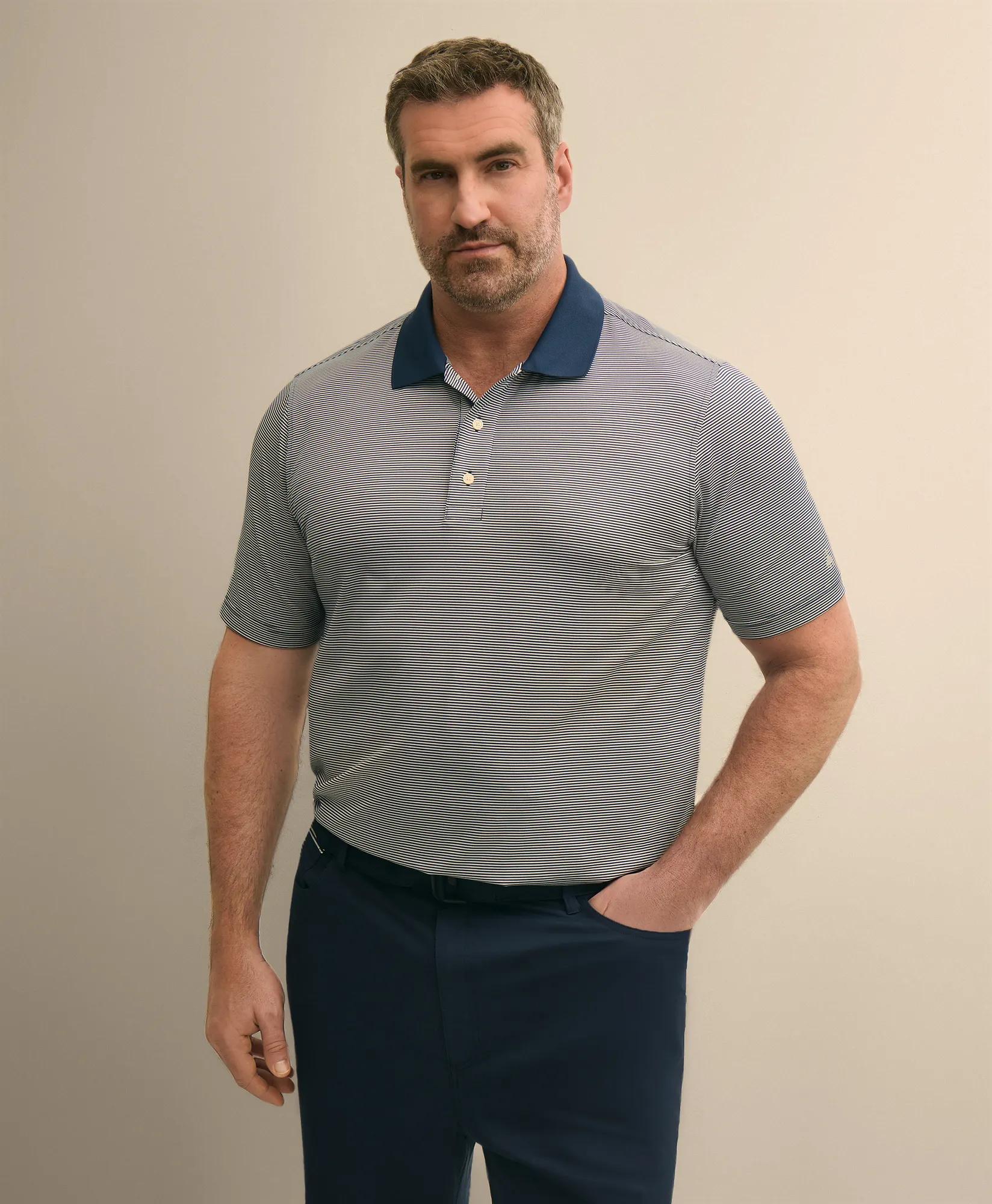 Performance Series Big & Tall Microstripe Polo Shirt, image 1