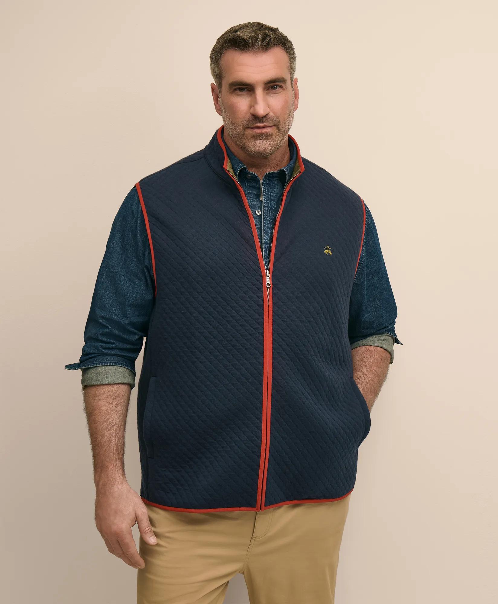 Big & Tall Cotton Blend Diamond-Quilted Vest, image 1