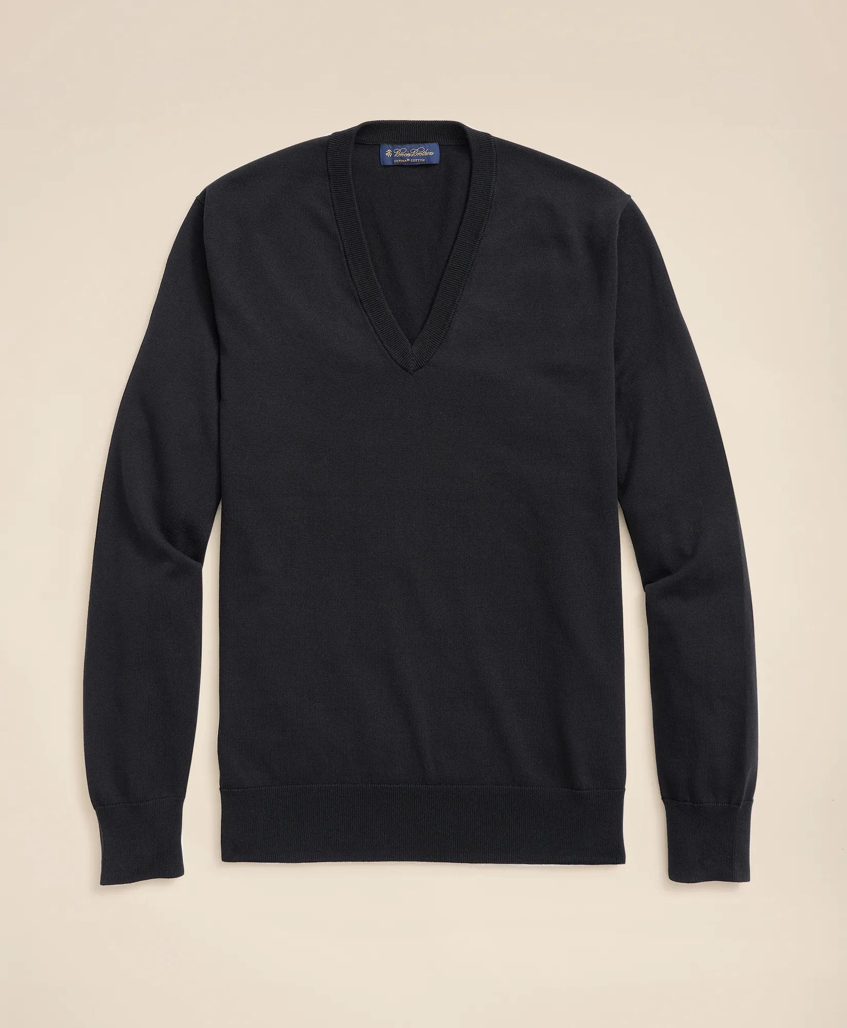 Big & Tall Supima® Cotton V-Neck Sweater, image 1