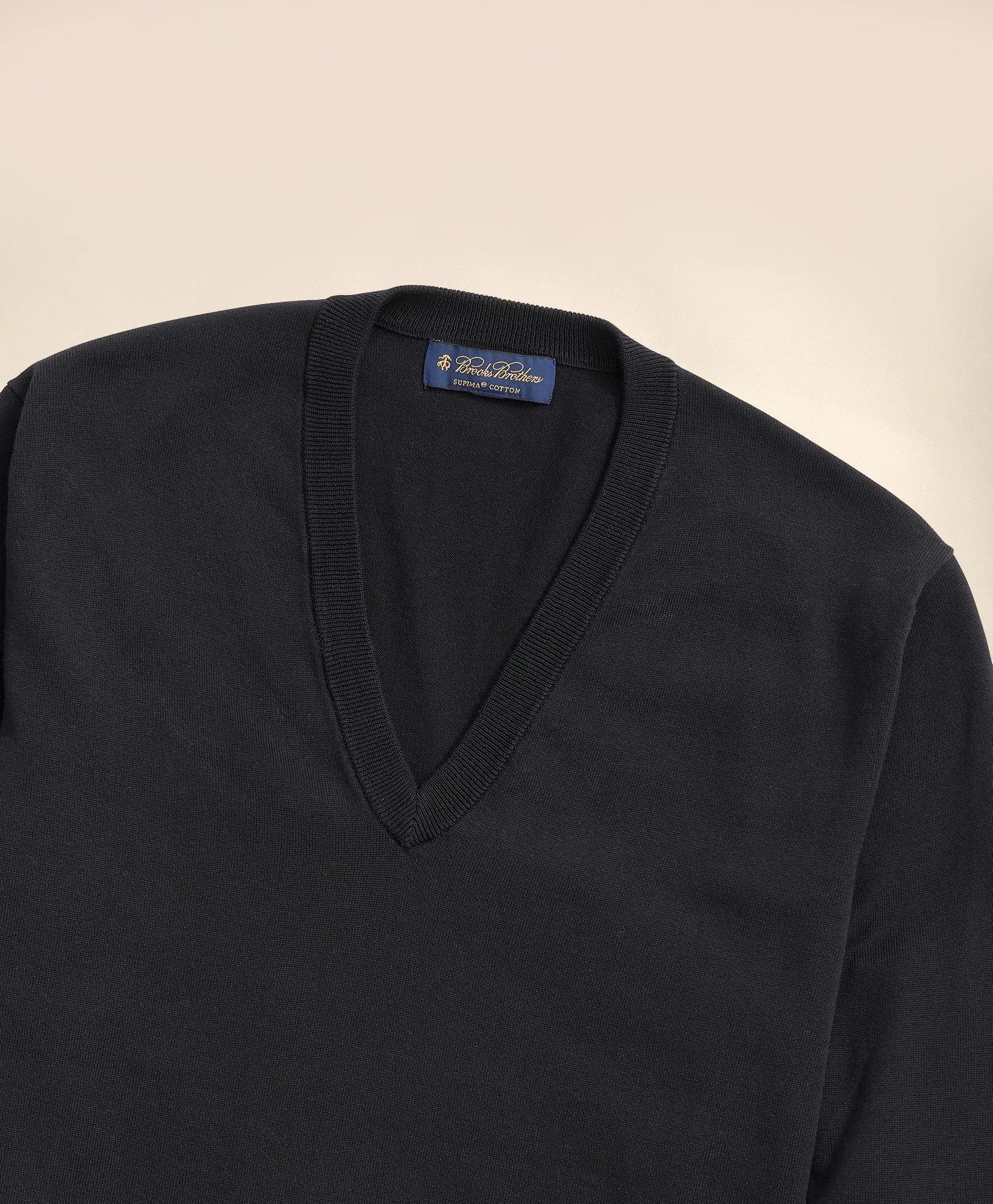 Big & Tall Supima® Cotton V-Neck Sweater, image 2