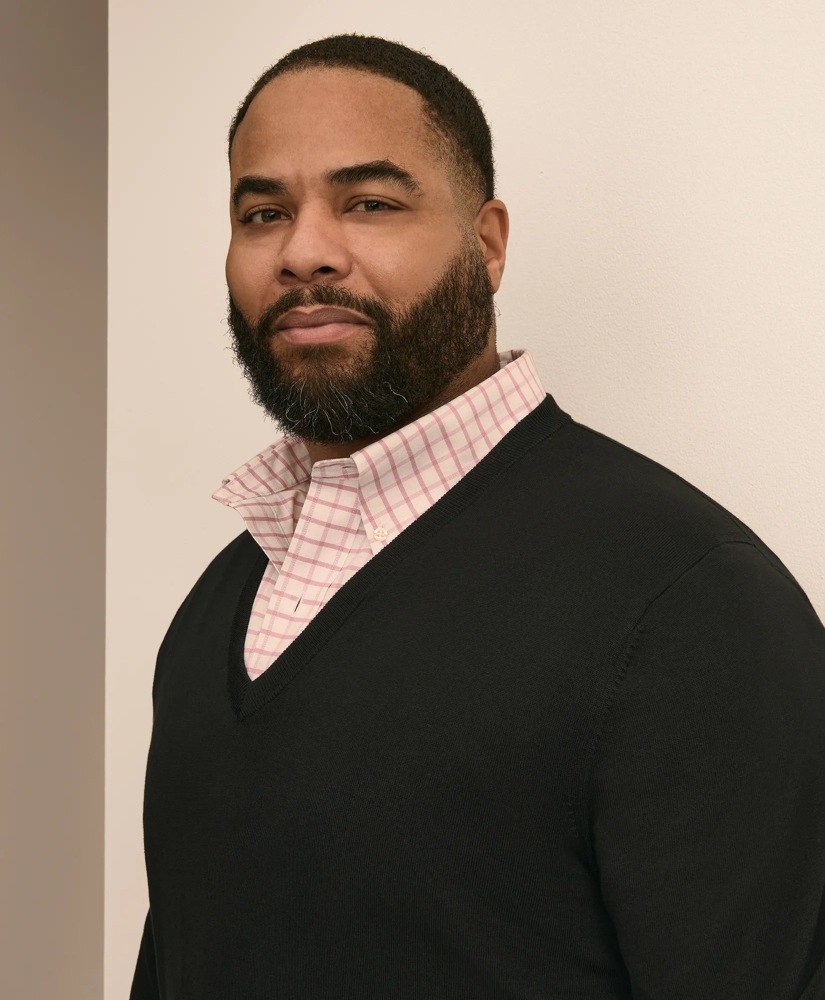 Big & Tall Supima&reg; Cotton V-Neck Sweater, image 3