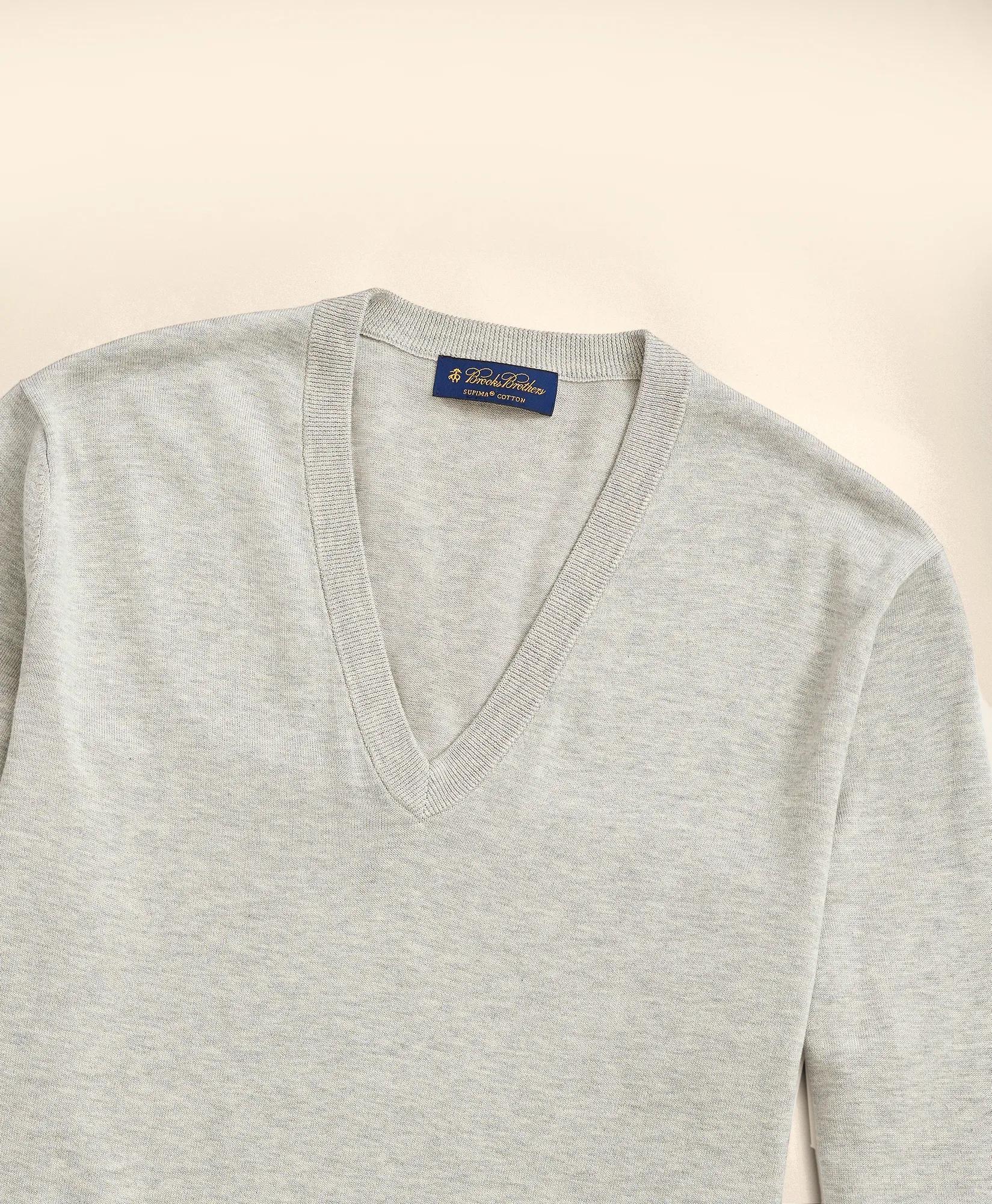 Big & Tall Supima® Cotton V-Neck Sweater, image 2