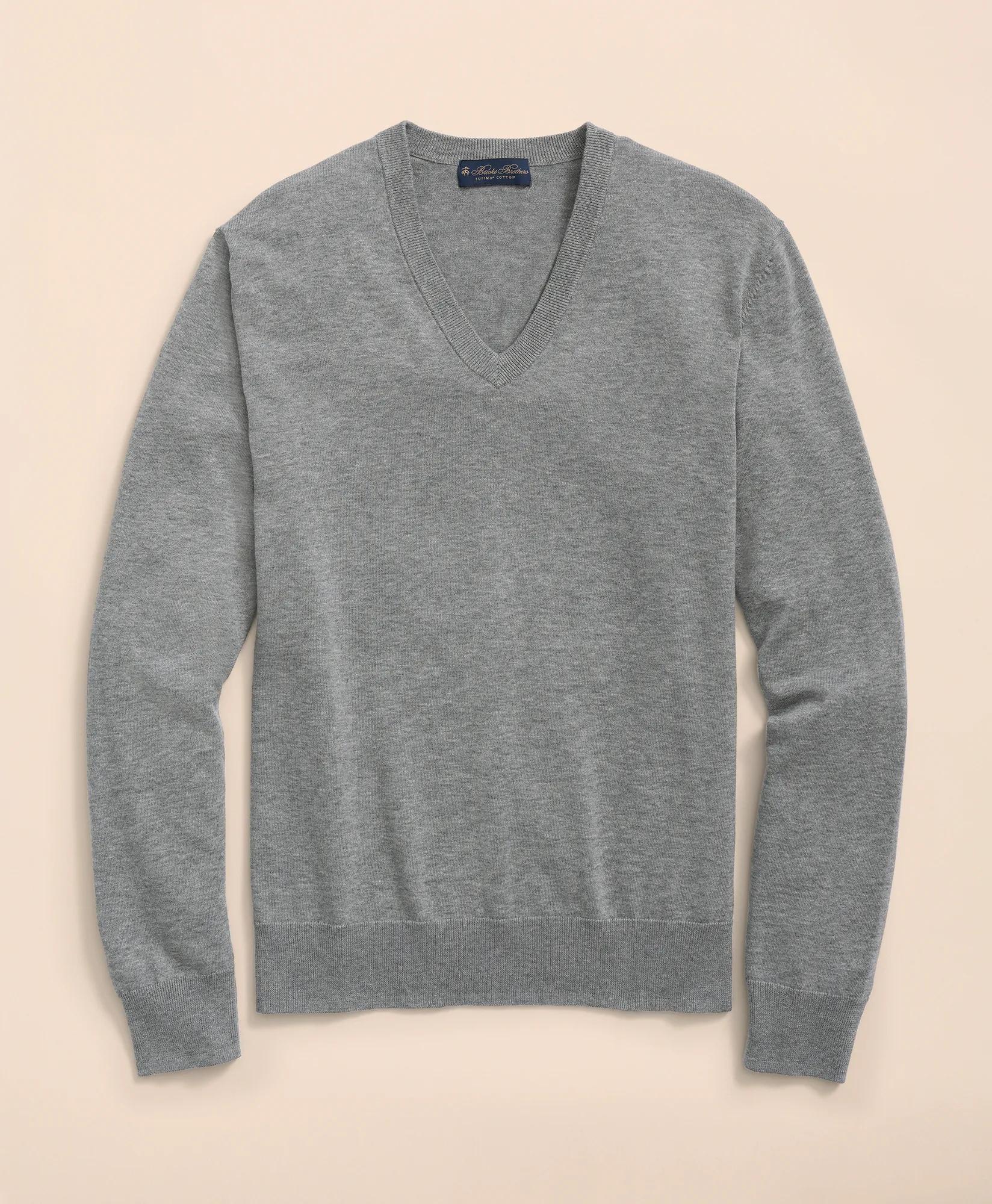 Big & Tall Supima® Cotton V-Neck Sweater, image 1
