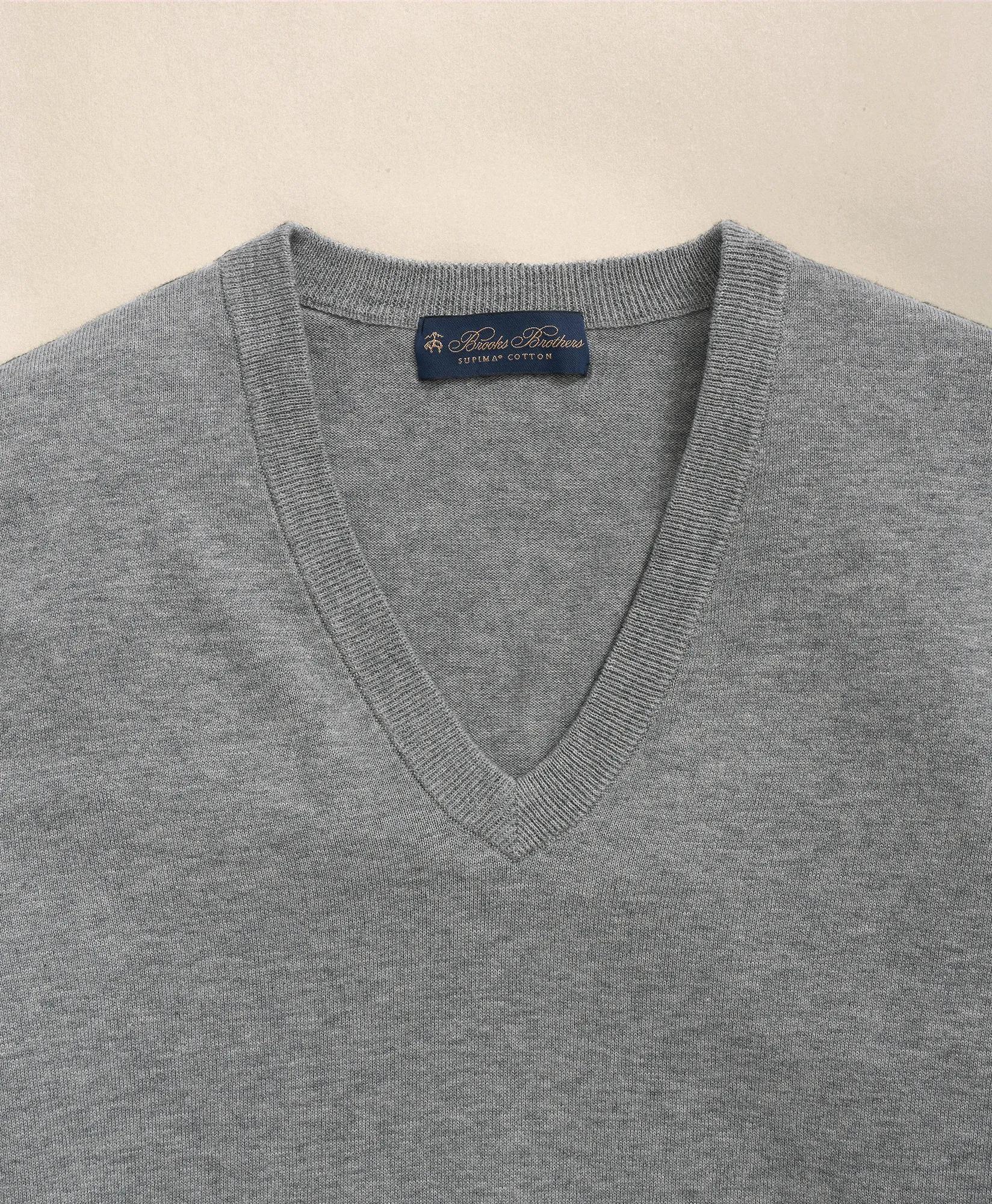Big & Tall Supima® Cotton V-Neck Sweater, image 2