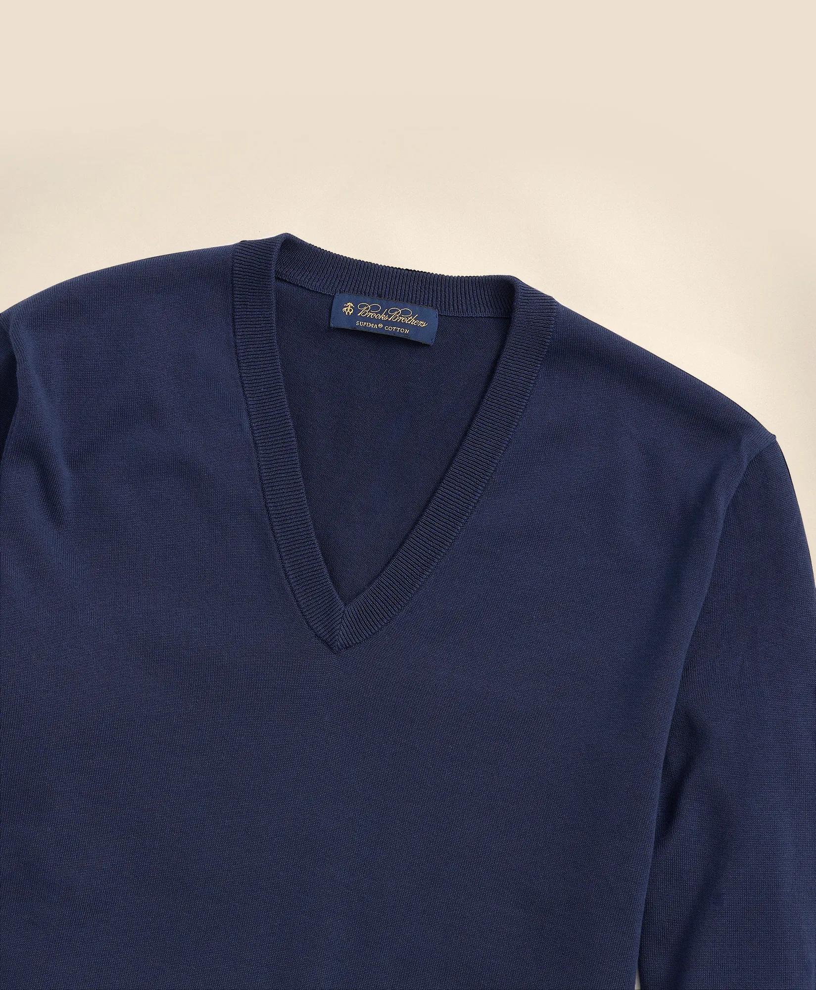 Big & Tall Supima® Cotton V-Neck Sweater, image 2