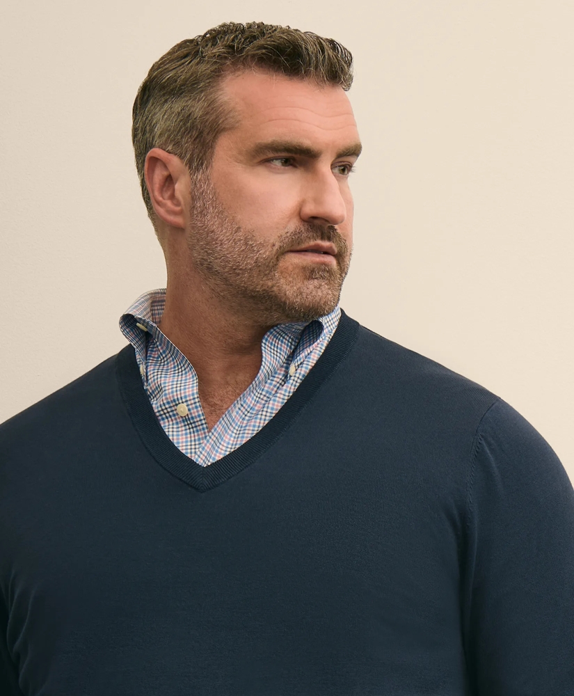 Big & Tall Supima&reg; Cotton V-Neck Sweater, image 2