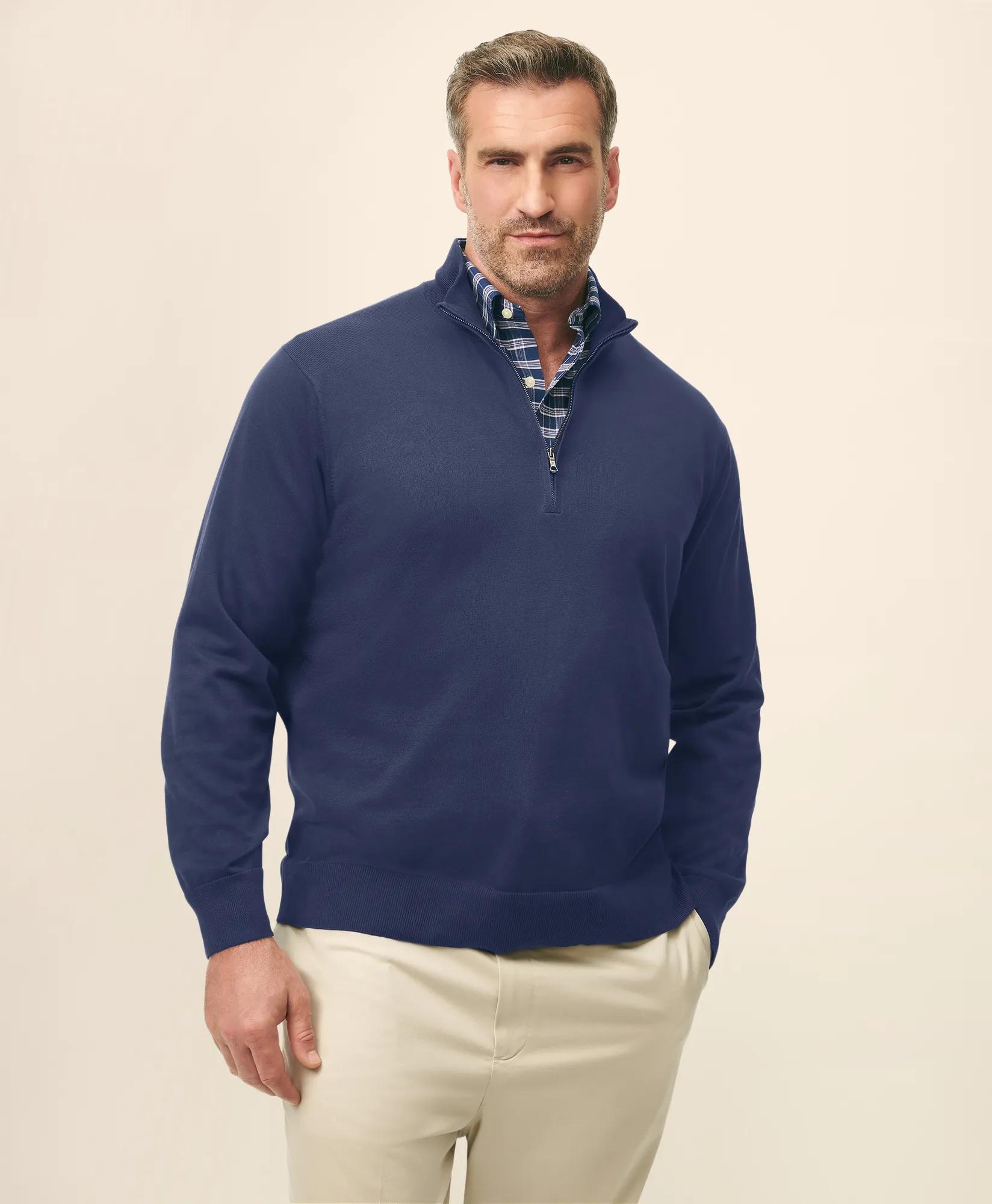 Big & Tall Supima&reg; Cotton Quarter-Zip Sweater, image 1