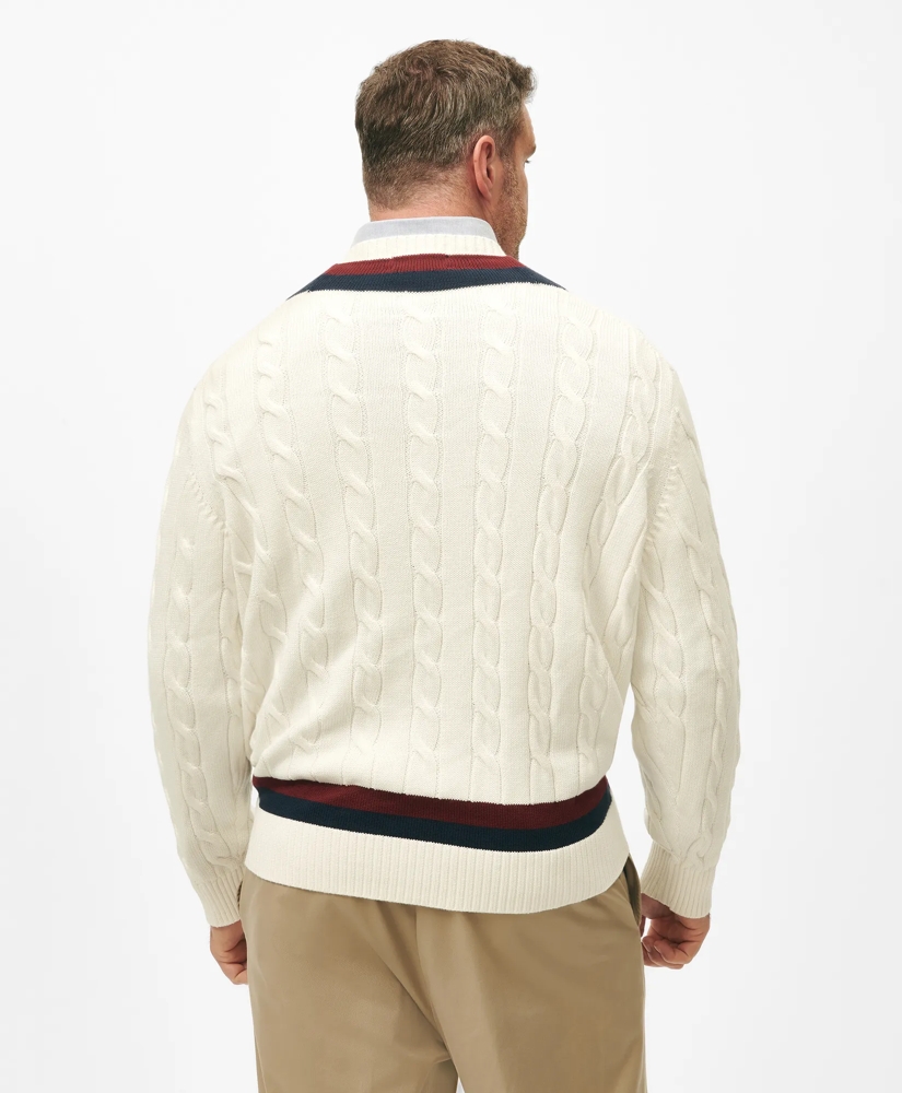 Big & Tall Supima® Cotton Cable Tennis Sweater, image 3
