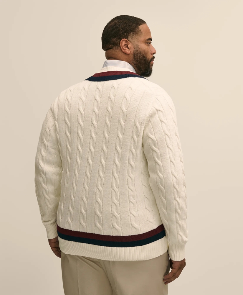 Big & Tall Supima&reg; Cotton Cable Tennis Sweater, image 4