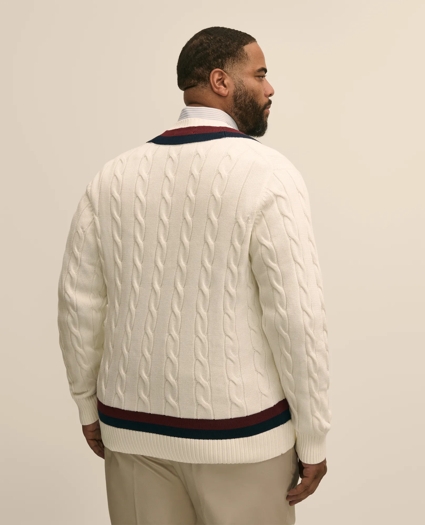 Big & Tall Supima&reg; Cotton Cable Tennis Sweater, image 4