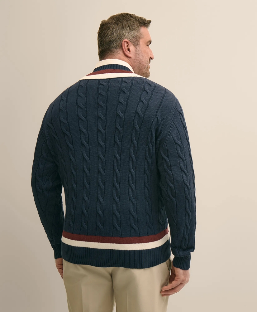 Big & Tall Supima&reg; Cotton Cable Tennis Sweater, image 3