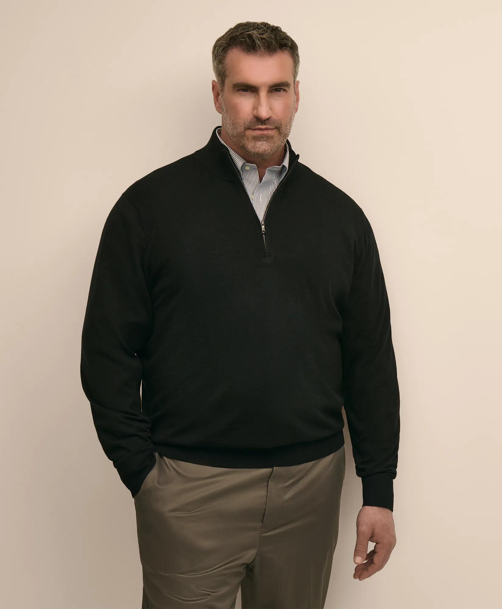Big & Tall Ultimate Merino Wool Quarter-Zip Sweater, image 1