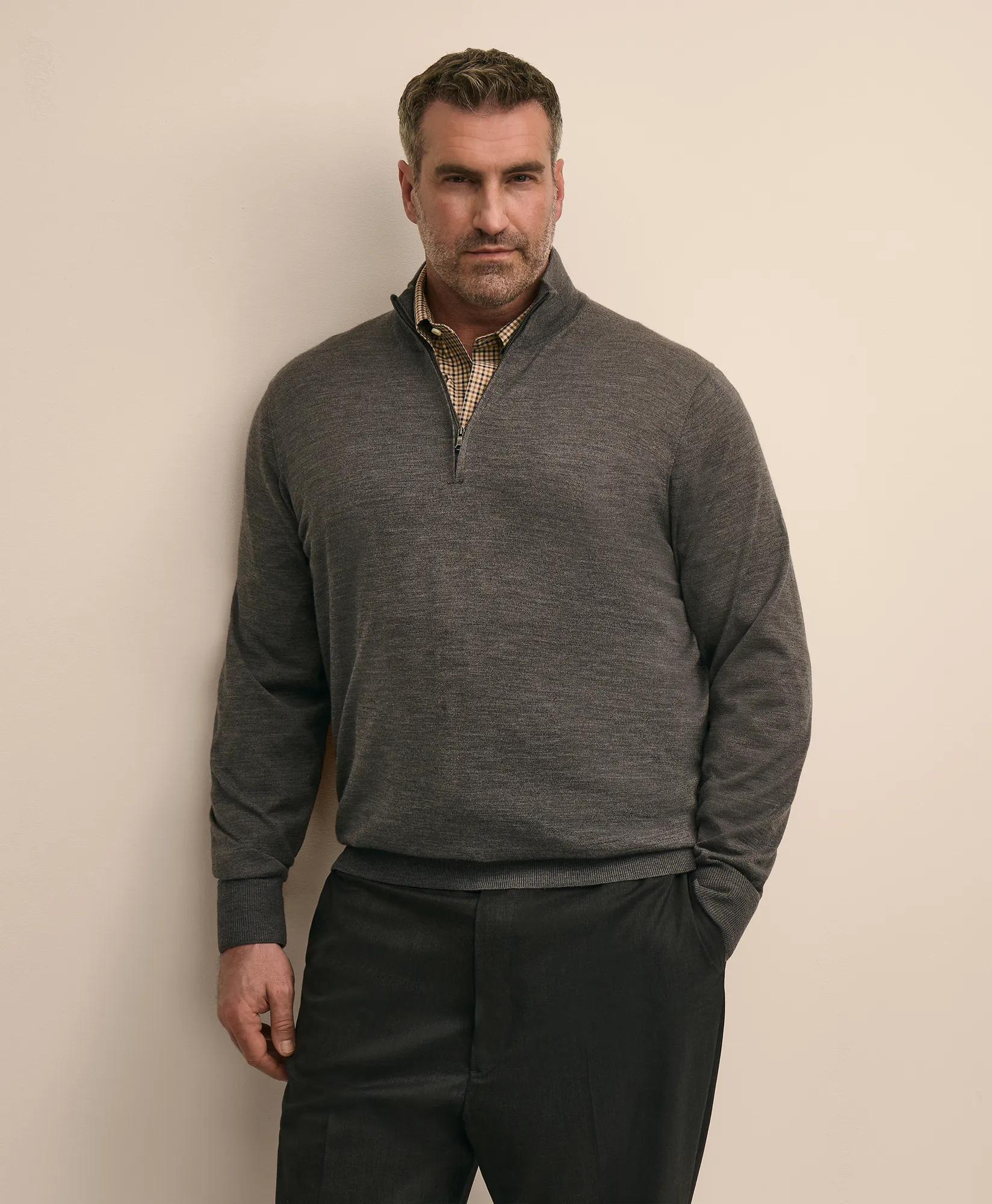 Big & Tall Ultimate Merino Wool Quarter-Zip Sweater, image 1