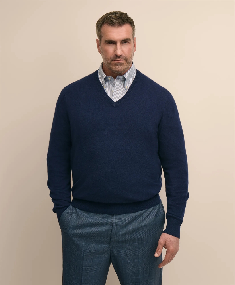 Brooks Brothers ネイビー Vネック セーター L BIG__TALL_3_PLY_CASHMERE_V_NEC