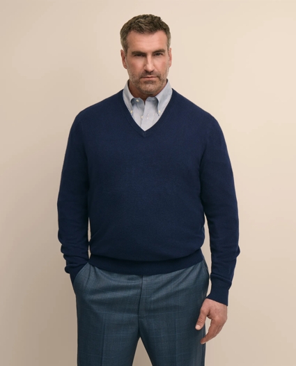 Big & Tall 3-Ply Cashmere V-Neck Sweater, image 1