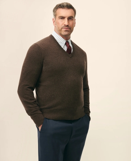 Big & Tall 3-Ply Cashmere V-Neck Sweater, image 1