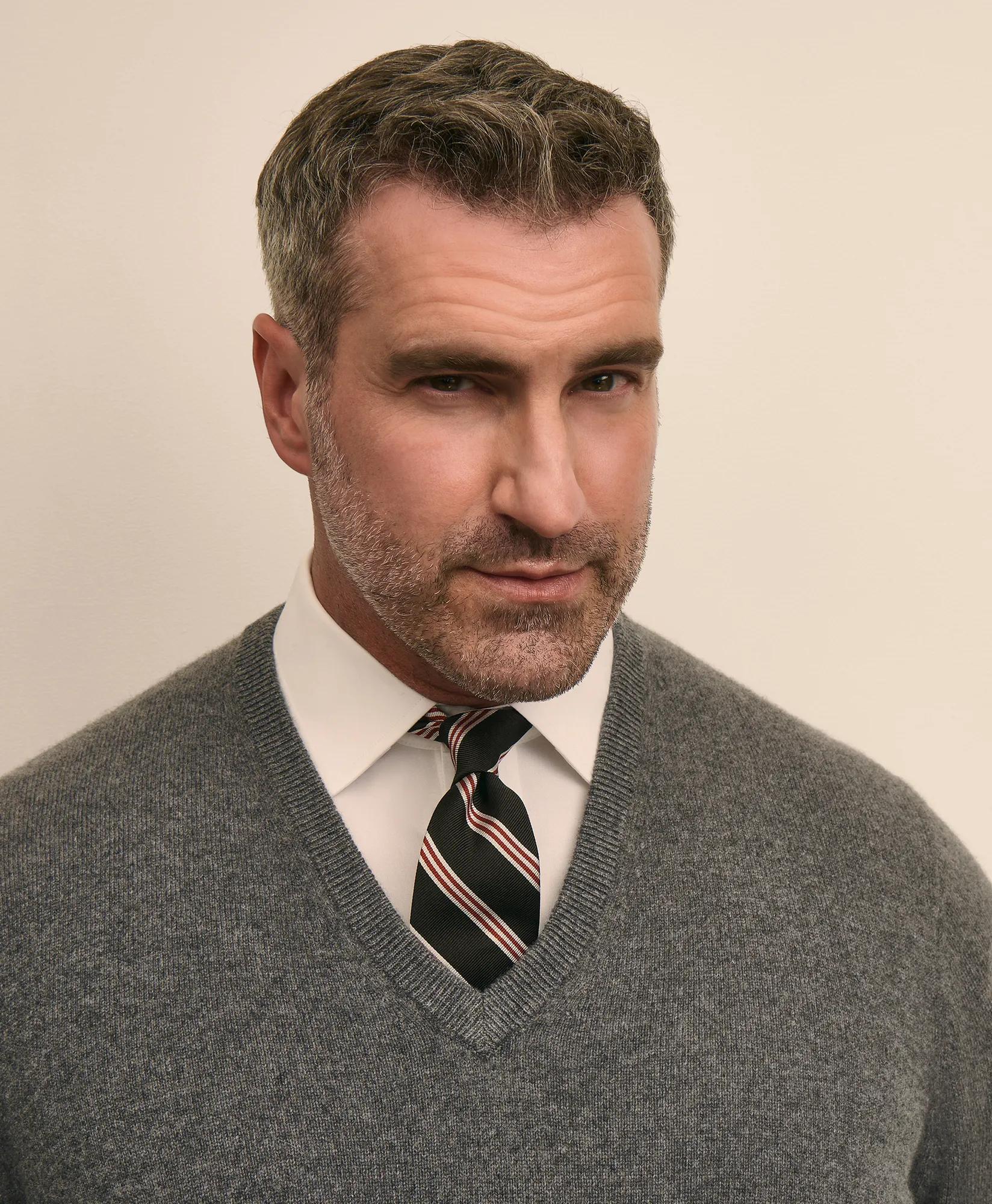 Big & Tall 3-Ply Cashmere V-Neck Sweater, image 2