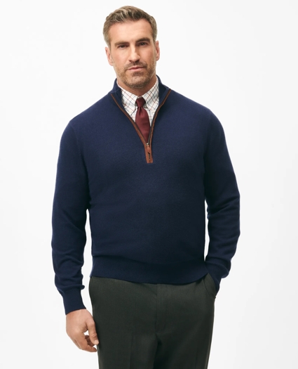 Big & Tall 3-Ply Cashmere Quarter-Zip Sweater, image 1