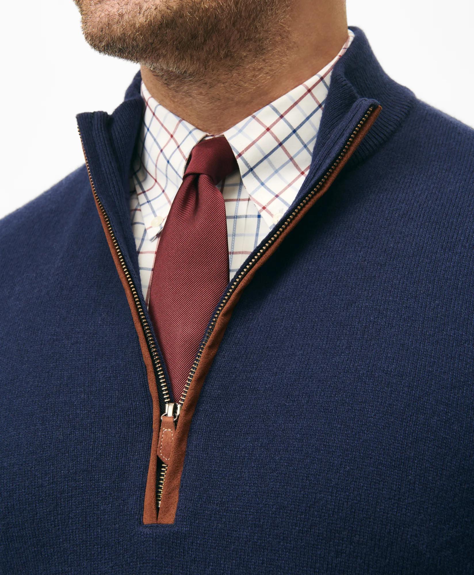 Big & Tall 3-Ply Cashmere Quarter-Zip Sweater, image 2