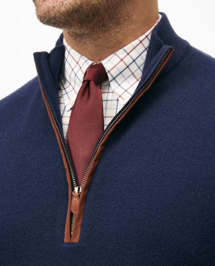 Big & Tall 3-Ply Cashmere Quarter-Zip Sweater, image 2