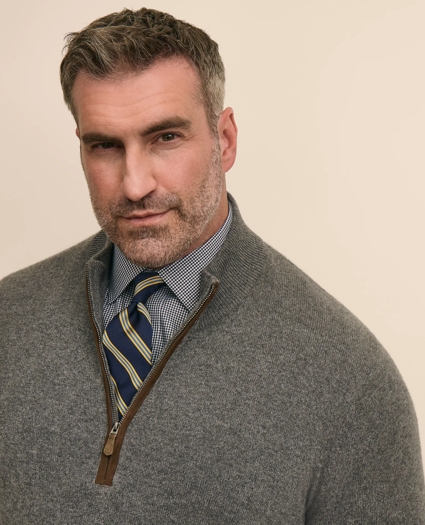 Big & Tall 3-Ply Cashmere Quarter-Zip Sweater, image 2